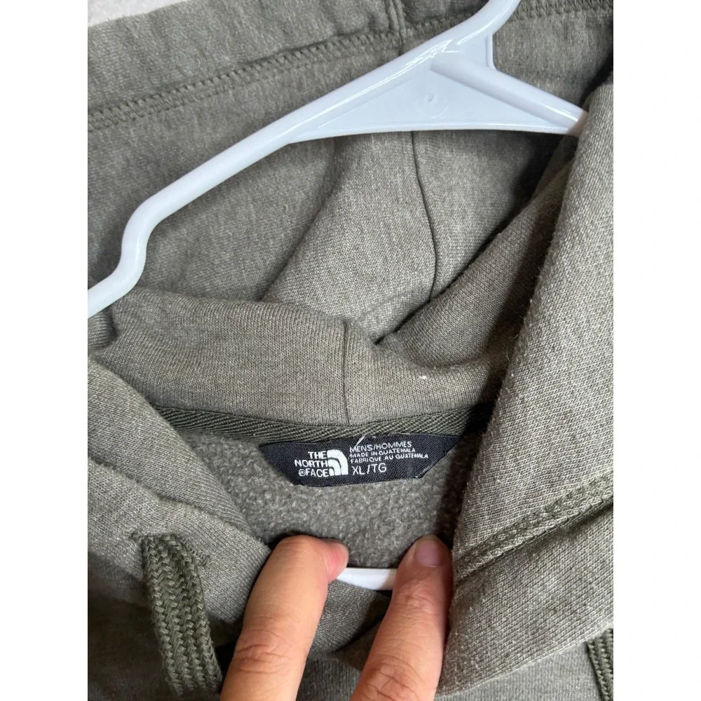 The North Face Mens XL Olive Green Heather Fleece Hoodie L&L Mechanical Graphic